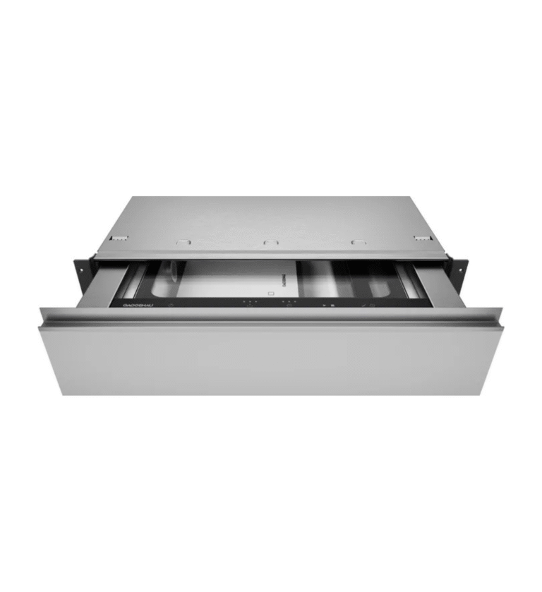 Szuflada próżniowa Gaggenau GV051190 – urządzenie do pakowania próżniowego o szerokości 60 cm z trzema poziomami próżni, stalową komorą i funkcją sous-vide, łączące precyzję technologii z minimalistycznym designem Gaggenau.