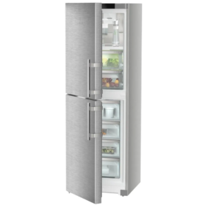 Srebrna lodówka z zamrażarką